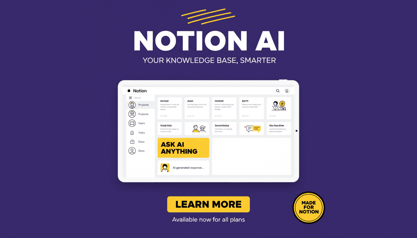Create a LinkedIn announcement post for Notion launching a new AI feature. Professional layout, strong headline, clear CTA, social media optimized.
